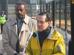 CTA President Frank Kruesi discusses the benefits the 1000-series will bring to CTA customers and the environment during a press conference on November 8, 2006.