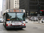 Bus #1638 at Michigan and Roosevelt working as a Red Line shuttle bus on May 17, 2008. (Photo by Kevin Zolkiewicz)