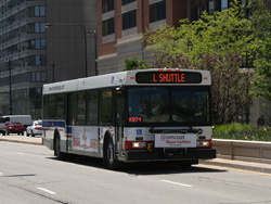 Bus #1638 at Michigan and Roosevelt working as a Red Line shuttle bus on May 17, 2008. (Photo by Kevin Zolkiewicz) Bus #1638 at Michigan and Roosevelt working as a Red Line shuttle bus on May 17, 2008.