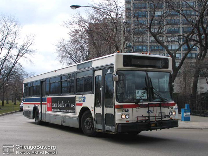 Bus #4241 at Foster and Marine working route #146 Inner Drive/Michigan Express on March 11, 2004. (Photo by Michael Pompili)