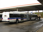 The interior of bus #4015 while working route #147 Outer Drive Express on December 13, 2008. Ad placards inside boasted about the features of the new hybrid buses. (Photo by Kevin Zolkiewicz)