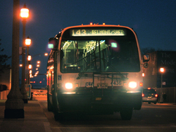 Bus #4436 at Monroe and Michigan while between runs on the #143 Stockton/Michigan Express on November 9, 2006.