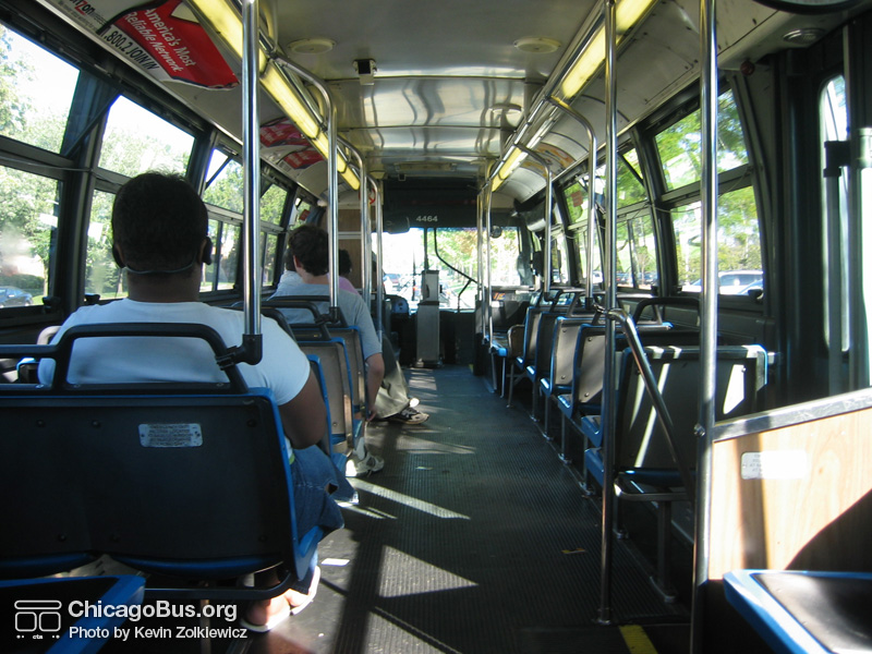 The interior of bus #4464 while working route #201 Central/Ridge on September 27, 2005. (Photo by Kevin Zolkiewicz)