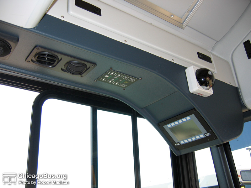 The controls above the driver's seat on prototype bus #500 while at Skokie Shops on June 17, 2006. (Photo by Robert Madison)