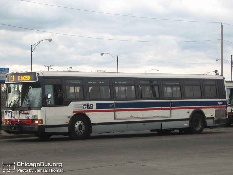 Bus #6093 at the 103rd Garage turnaround working route #14 Jeffery Express on April 1, 2007. (Photo by Jamaal Thomas)