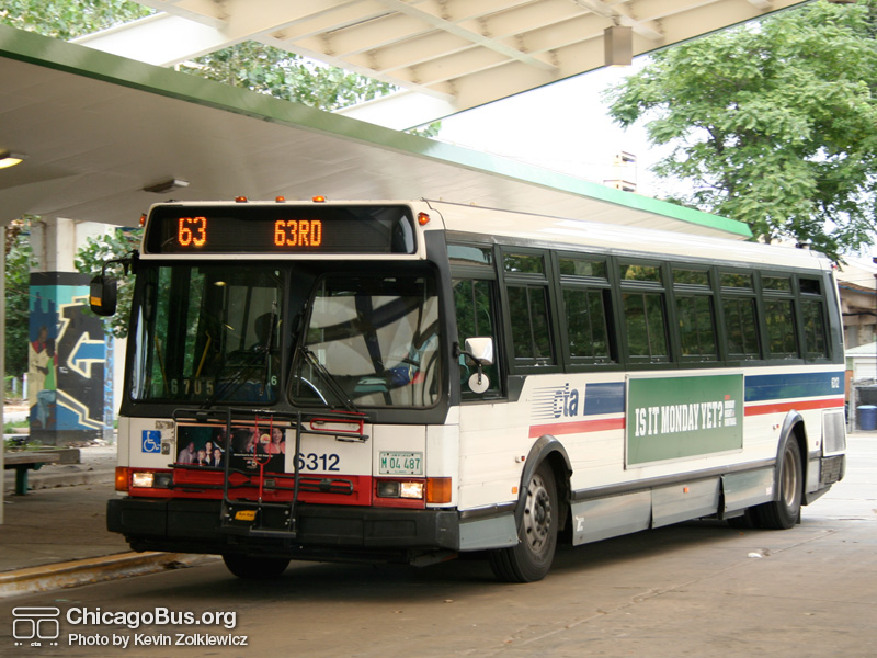 Bus #6312 at the 63rd/Ashland Green Line station working route #63 63rd on August 27, 2006. (Photo by Kevin Zolkiewicz)