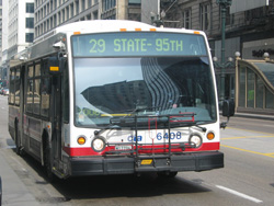 Bus #6408 at State and Adams working route #29 State on February 22, 2004.