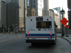 Bus #6429 on Wacker, west of Michigan, working route #6 Jackson Park Express on June 10, 2005.