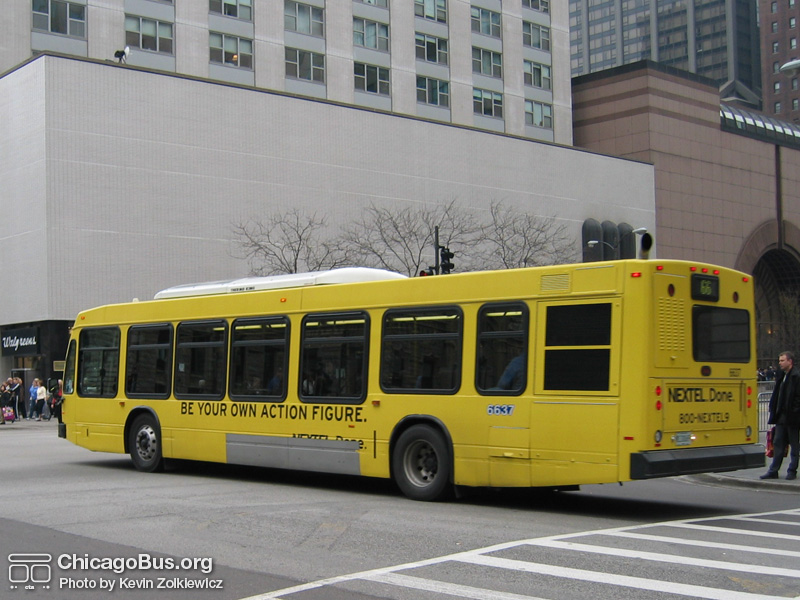 Bus #6637 at Chicago and Michigan working route #66 Chicago on November 22, 2003. (Photo by Kevin Zolkiewicz)