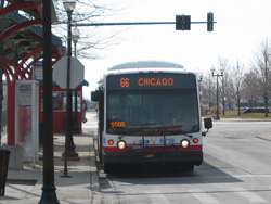 Bus #6718 at the Navy Pier bus turnaround working route #66 Chicago on February 28, 2004.