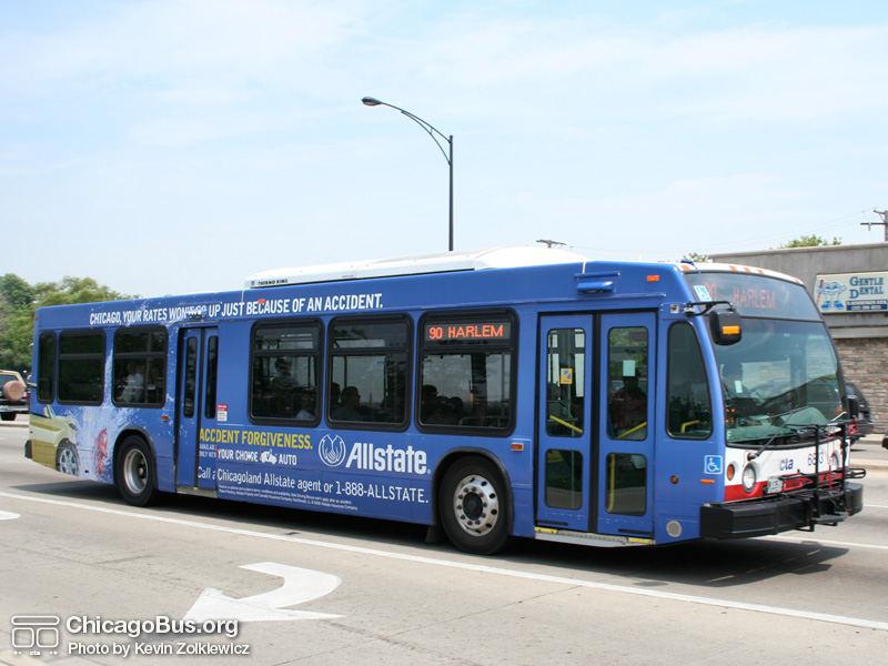 Bus #6813 at Harlem and Higgins working route #90 Harlem on June 16, 2006. (Photo by Kevin Zolkiewicz)