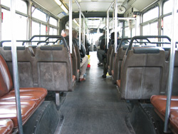 The interior of a 7300-series bus on April 13, 2004.
