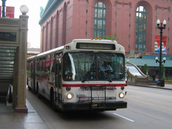 Bus #7408 at State and Van Buren working route #147 Outer Drive Express on August 5, 2003.
