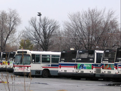 Bus #7411, tagged as scrap, at South Shops on November 26, 2004.