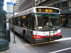 Bus #7526 at Madison and State working route #14 Jeffery Express on September 5, 2003.