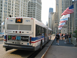 Bus #7571 on Michigan Ave. Bridge on June 10, 2005.