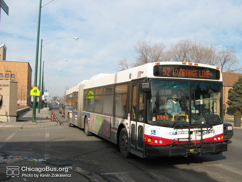 Bus #7676 at Kedzie and 46th working route #52 Kedzie/California on February 5, 2005. (Photo by Kevin Zolkiewicz)