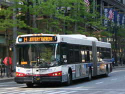 Bus #7723 at Madison and Dearborn working route #14 Jeffery Express on May 18, 2007.
