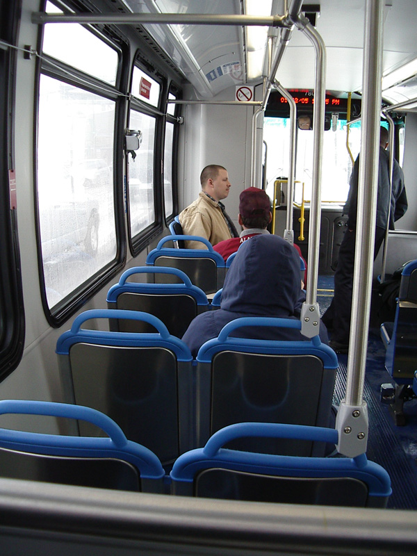 The interior of prototype bus #7800 on January 22, 2005.  (Photo by Ryan Balla)