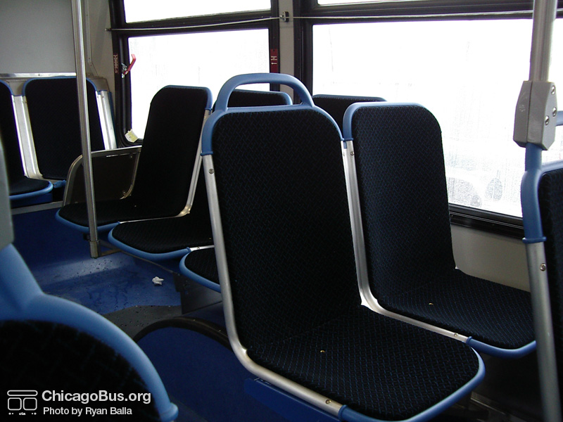 The interior of prototype bus #7800 on January 22, 2005. The bus featured "CitiPro" seats from Freedman Seating Company. (Photo by Ryan Balla)
