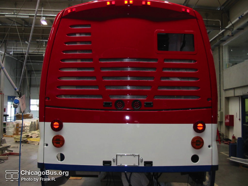 Click to advance to next image. NABI employees work on the assembly of CTA's NABI 45C-LFW CompoBus prototype in 2004 at the NABI plant in Anniston, AL. Special thanks to "Family Guy" for providing these rare assembly photos. (Photo by Frank R.)