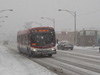 Prototype bus #7800 at Archer and Spaulding working route #62 Archer on January 22, 2005. The bus featured a modified paint scheme, with red as the dominant color. (Photo by Ryan Balla)