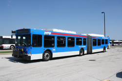 CTA articulated bus with Jump branding. CTA photo.